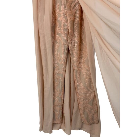 Formal Chiffon Overlay Strapless Jumpsuit Walk Thru Maxi Sz 4 NWT Bebe Prom - Picture 10 of 11